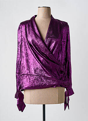 Top col v manches longues violet SEASON femme