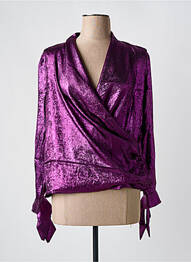 Top col v manches longues violet SEASON femme