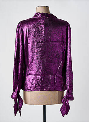 Top col v manches longues violet SEASON femme