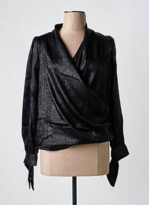 Top col v manches longues noir SEASON femme