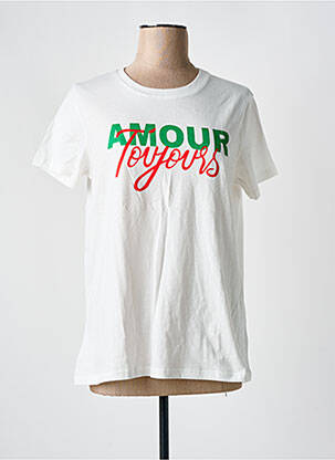 T-shirt sérigraphie floquée manches courtes blanc JUBYLEE femme