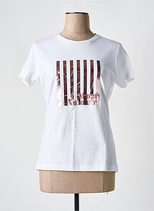 T-shirt sérigraphie floquée manches courtes blanc ADILYNN femme
