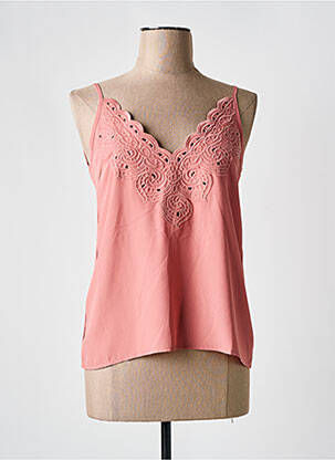 Top coupe cintrée fines bretelles rose PEACE N'LOVE femme