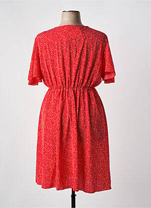 Robe mi-longue tissage crêpe manches courtes rouge WORLD FASHION femme