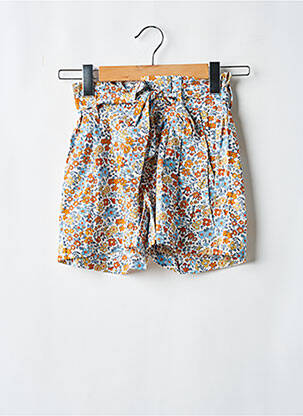 Short fermeture zippée sous rabat boutonné bleu PM MERE & FILLE fille