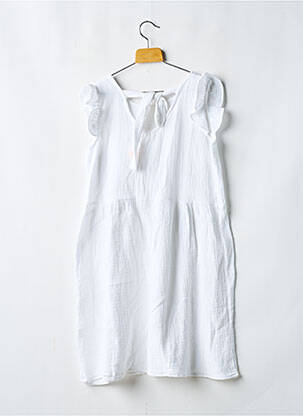Robe mi-longue manches courtes manches courtes blanc PM MERE & FILLE fille