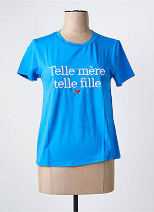 T-shirt coupe droite manches courtes bleu PM MERE & FILLE femme