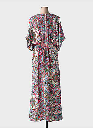 Robe longue imprimé fantaisie manches courtes bleu GOLD & SILVER femme