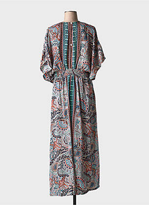 Robe longue imprimé fantaisie manches courtes gris GOLD & SILVER femme