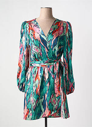 Robe courte manches longues manches longues vert PEACE N'LOVE femme