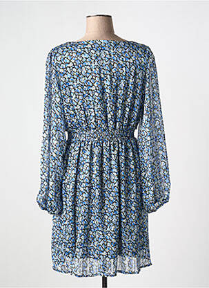 Robe mi-longue imprimé fleurs manches longues bleu PM MERE & FILLE femme