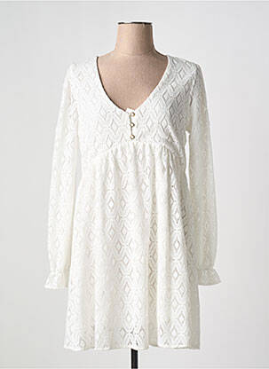 Robe courte manches longues manches longues blanc KILKY femme