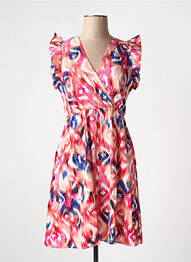 Robe mi-longue imprimé fantaisie manches courtes rouge IKOONE&BIANKA femme