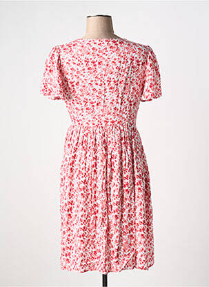 Robe mi-longue imprimé fleurs manches courtes rouge PM MERE & FILLE femme