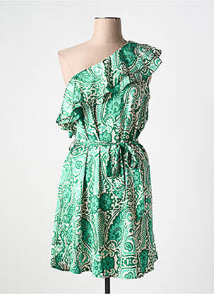 Robe mi-longue imprimé fantaisie sans manche vert IKOONE&BIANKA femme