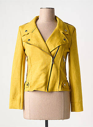 Veste casual tissage suedine jaune JOLIFLY & JUSTINE Y femme