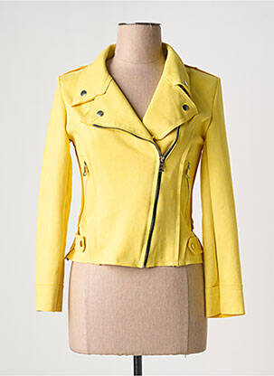 Veste casual tissage suedine jaune clair JOLIFLY & JUSTINE Y femme
