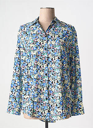 Chemisier imprimé fleurs manches longues bleu KILKY femme