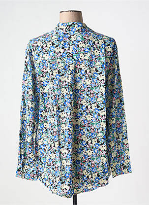 Chemisier imprimé fleurs manches longues bleu KILKY femme