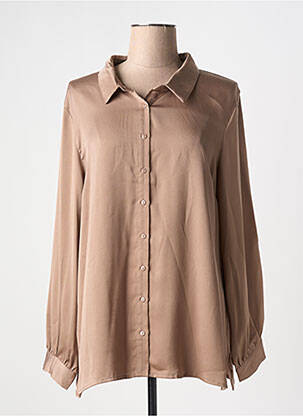 Chemisier coupe droite manches longues marron NOOGAT BY AKOZ femme