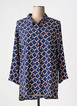 Chemisier tissage crêpe manches longues bleu NOOGAT BY AKOZ femme