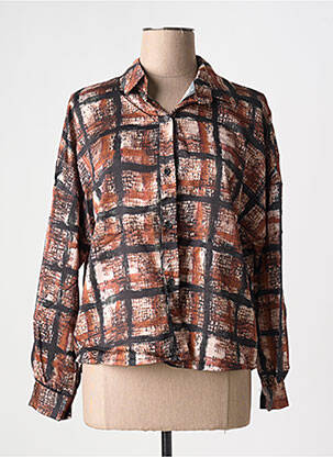 Chemisier coupe cintrée manches longues marron ADILYNN femme