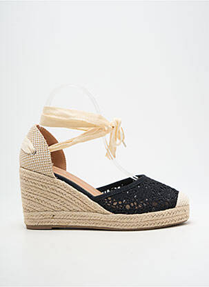 Espadrilles fermeture lacets talon de 7 à 9cm noir IDEAL SHOES femme