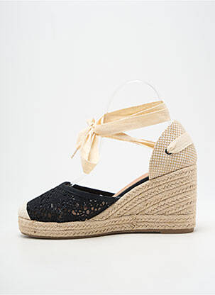 Espadrilles fermeture lacets talon de 7 à 9cm noir IDEAL SHOES femme