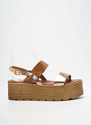 Sandales/nu pieds matière lisse talon de 4 à 6cm marron MES JOLIS NU PIEDS femme