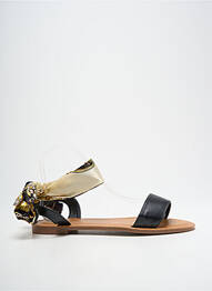 Sandales/nu pieds chiquet talon plat jusqu'à 3cm noir QUEEN femme