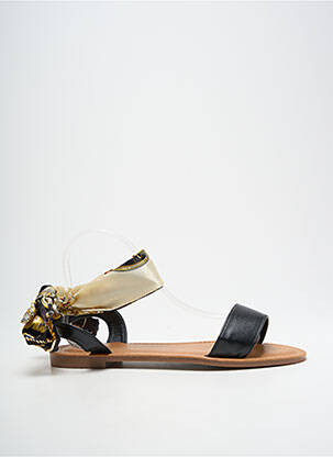 Sandales/nu pieds chiquet talon plat jusqu'à 3cm noir QUEEN femme
