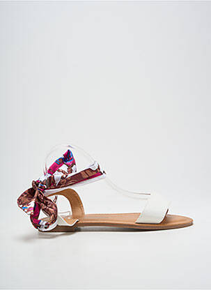Sandales/nu pieds chiquet talon plat jusqu'à 3cm blanc QUEEN femme