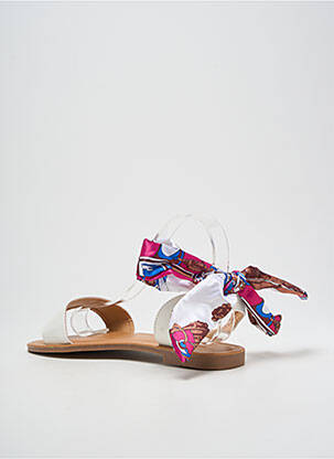 Sandales/nu pieds chiquet talon plat jusqu'à 3cm blanc QUEEN femme