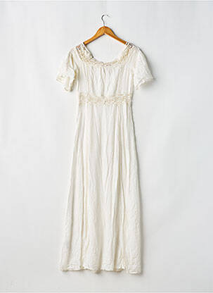 Robe longue manches courtes manches courtes blanc ZARA femme