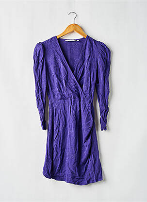 Robe mi-longue coupe fluide manches longues violet LOS ANGELES femme
