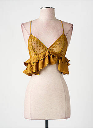 Top col v fines bretelles jaune NEW LOOK femme