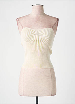 Top coupe cintrée sans manche beige CIDER femme