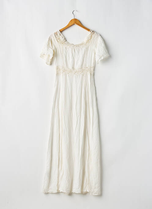 Robe longue manches courtes manches courtes blanc ZARA femme