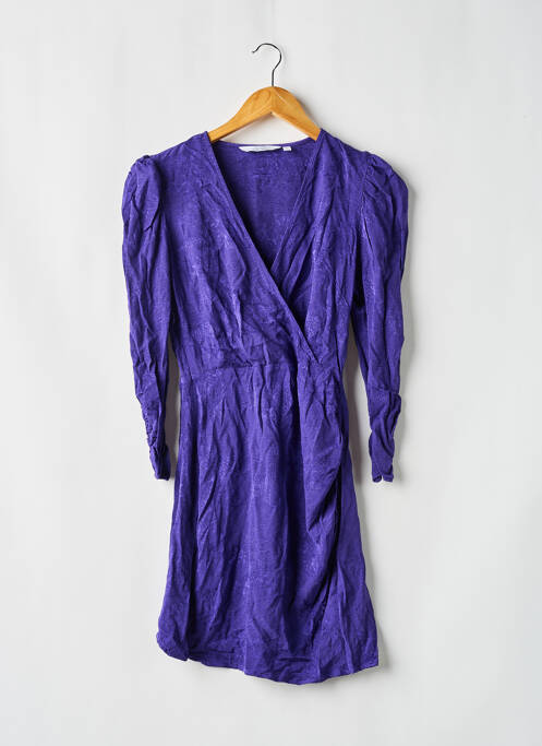 Robe mi-longue coupe fluide manches longues violet LOS ANGELES femme