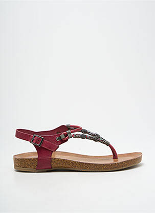 Tongs matière lisse talon plat jusqu'à 3cm rose PORRONET femme