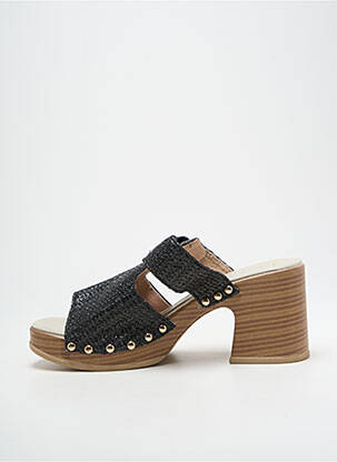Mules/sabots tissage satiné talon de 7 à 9cm noir LPB femme
