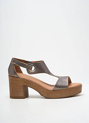 Sandales/nu pieds matière lisse talon de 7 à 9cm gris MARILA femme