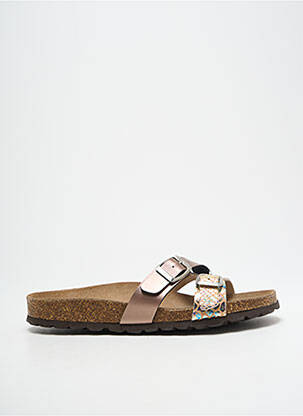 Mules/sabots tissage satiné talon plat jusqu'à 3cm marron KEDZARO femme