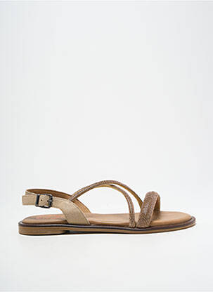 Sandales/nu pieds chiquet talon plat jusqu'à 3cm beige PORRONET femme