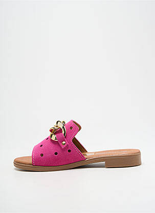 Mules/sabots nubuck talon plat jusqu'à 3cm rose INNOVATION femme