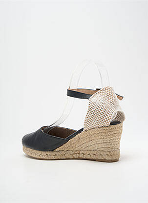 Espadrilles tissage satiné talon de 7 à 9cm noir MARILA femme