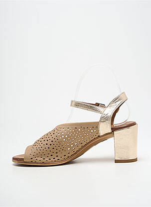 Sandales/nu pieds matière lisse talon de 4 à 6cm or LUNE & L'AUTRE femme