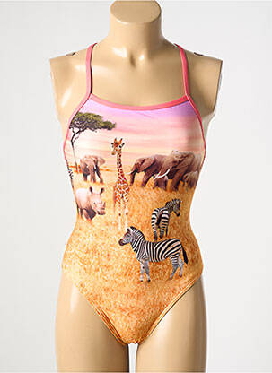 Maillot de bain 1 pièce imprimé fantaisie haut soutien-gorge emboitant orange FUNKITA femme