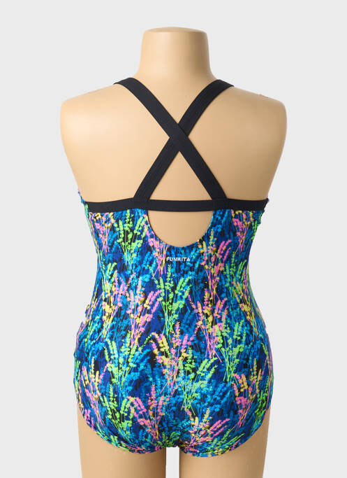 Maillot de bain 1 pièce imprimé fantaisie haut soutien-gorge avec mousse de rembourrage amovible bleu FUNKITA femme