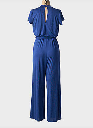 Combi-pantalon fermeture boutonnée au dos manches courtes bleu LOLA ESPELETA femme
